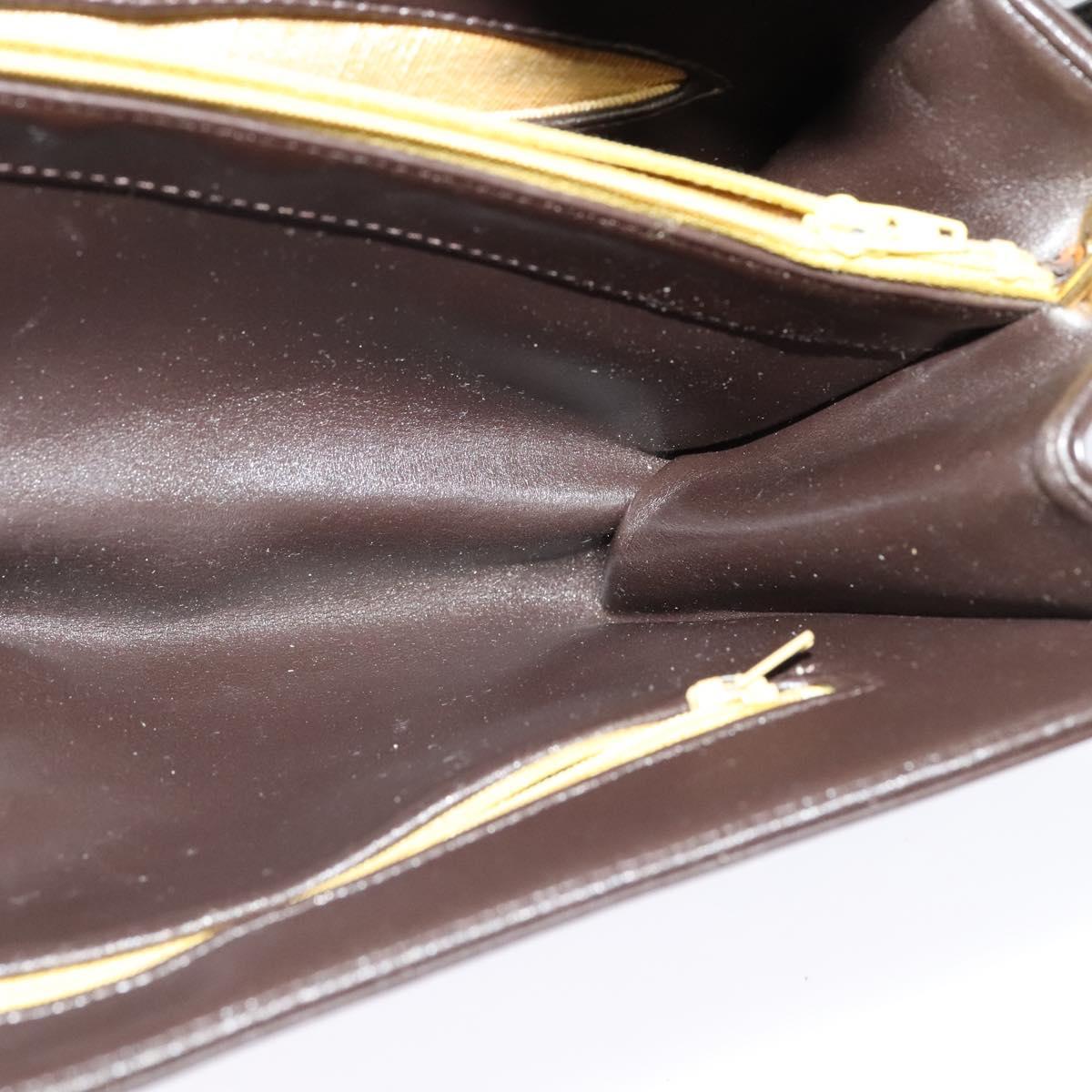 Christian Dior Shoulder Bag Leather Brown Gold Auth BA2252