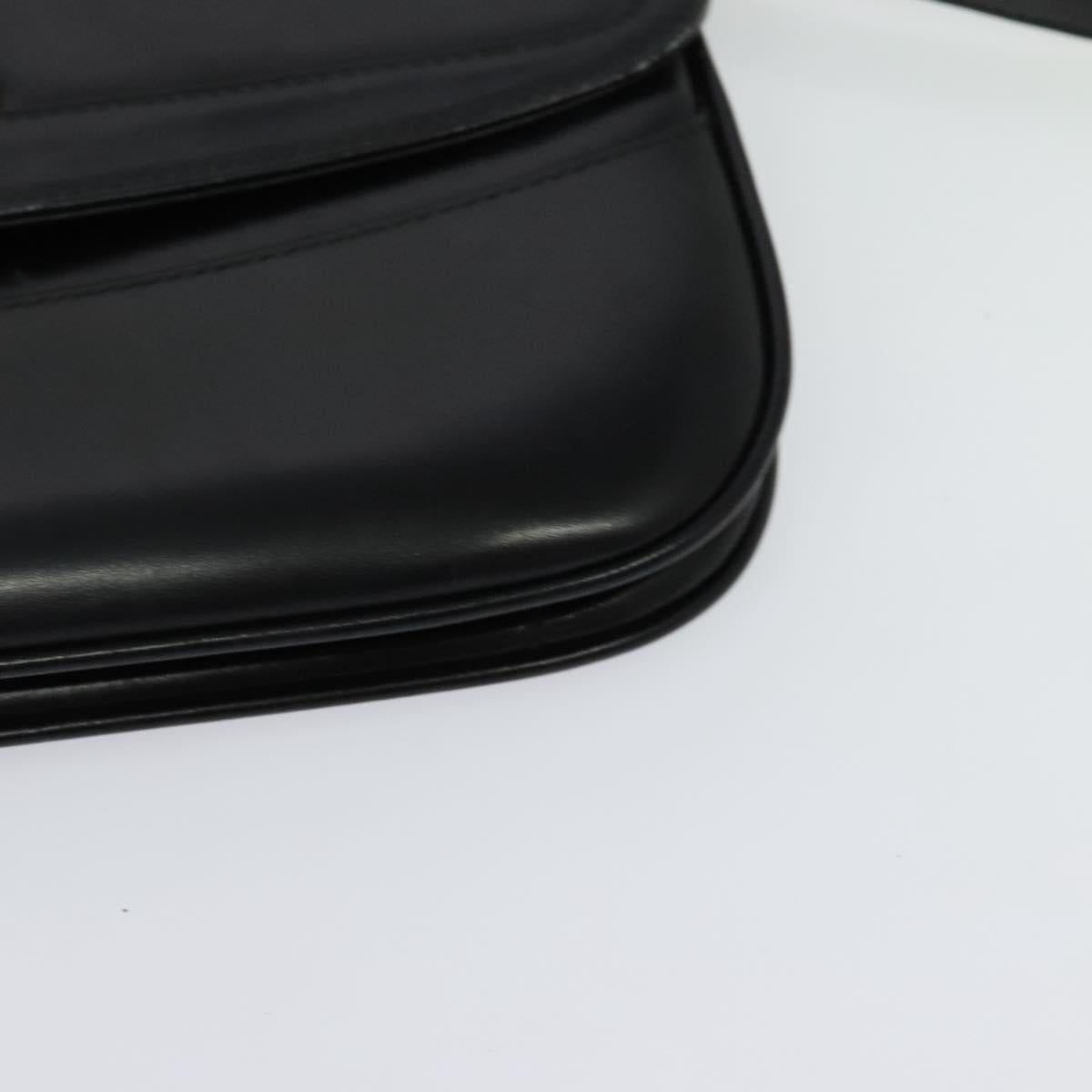 BALLY Shoulder Bag Leather Black Gold Auth BA2261