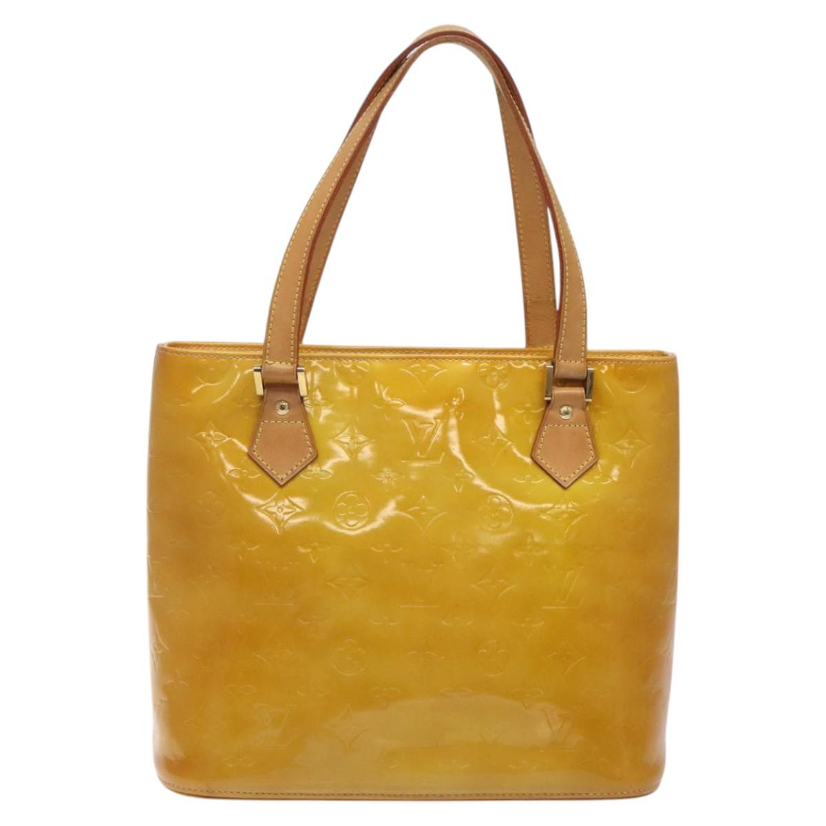 LOUIS VUITTON Monogram Vernis Houston Hand Bag Beige M91004 LV Auth BA2272