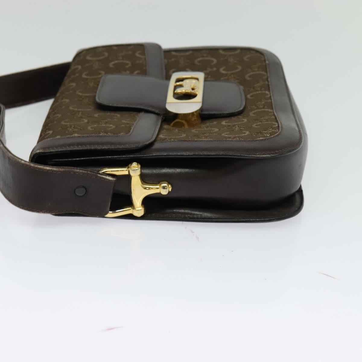 CELINE C Sulky Shoulder Bag Canvas Brown Gold Auth BA2276