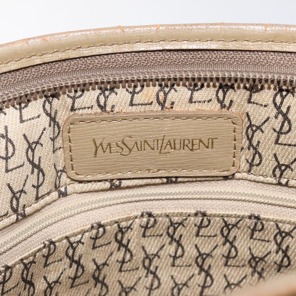 SAINT LAURENT Clutch Bag PVC Leather Beige Auth BA2278