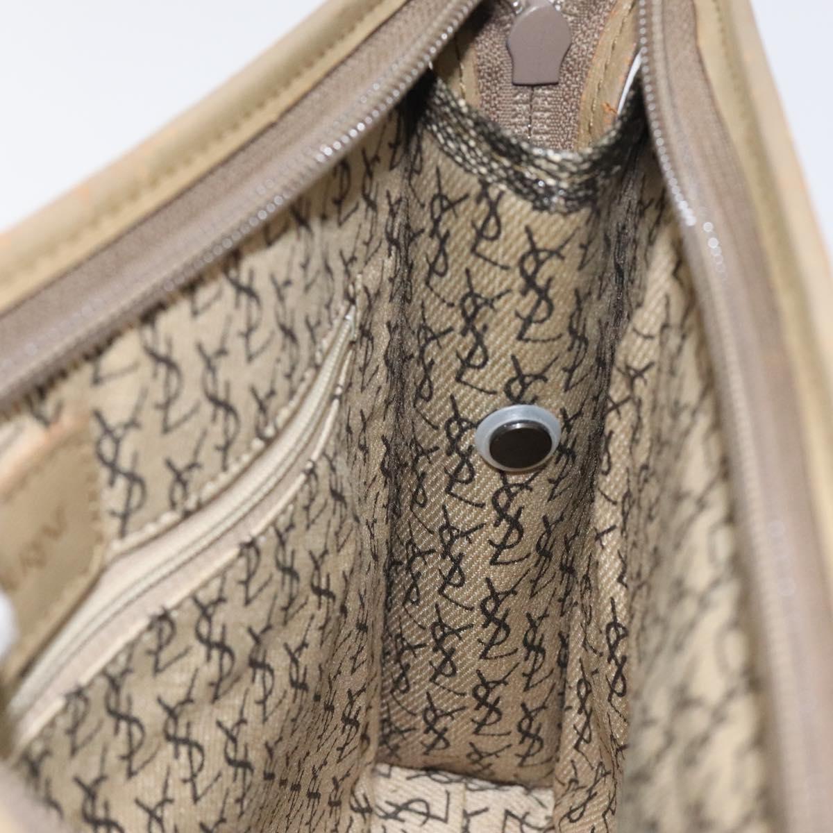 SAINT LAURENT Clutch Bag PVC Leather Beige Auth BA2278