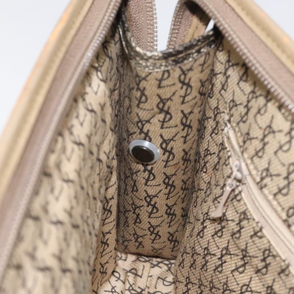 SAINT LAURENT Clutch Bag PVC Leather Beige Auth BA2278