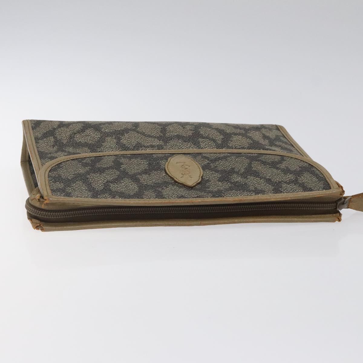 SAINT LAURENT Clutch Bag PVC Leather Beige Auth BA2278