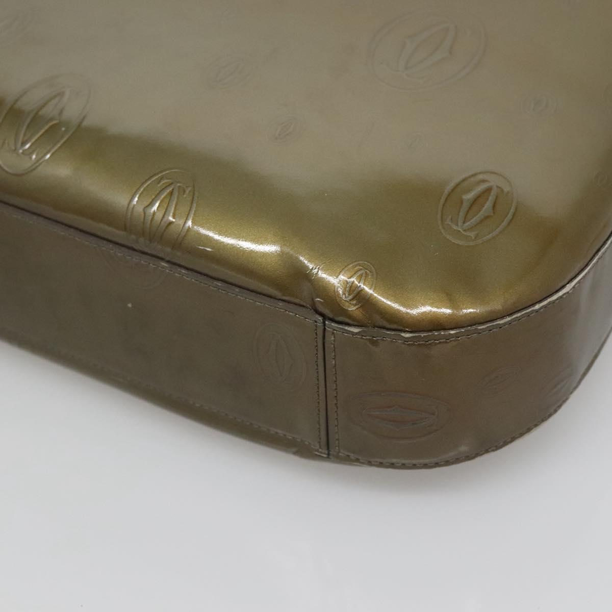CARTIER Happy Birthday Shoulder Bag Enamel Khaki Silver Auth BA2280