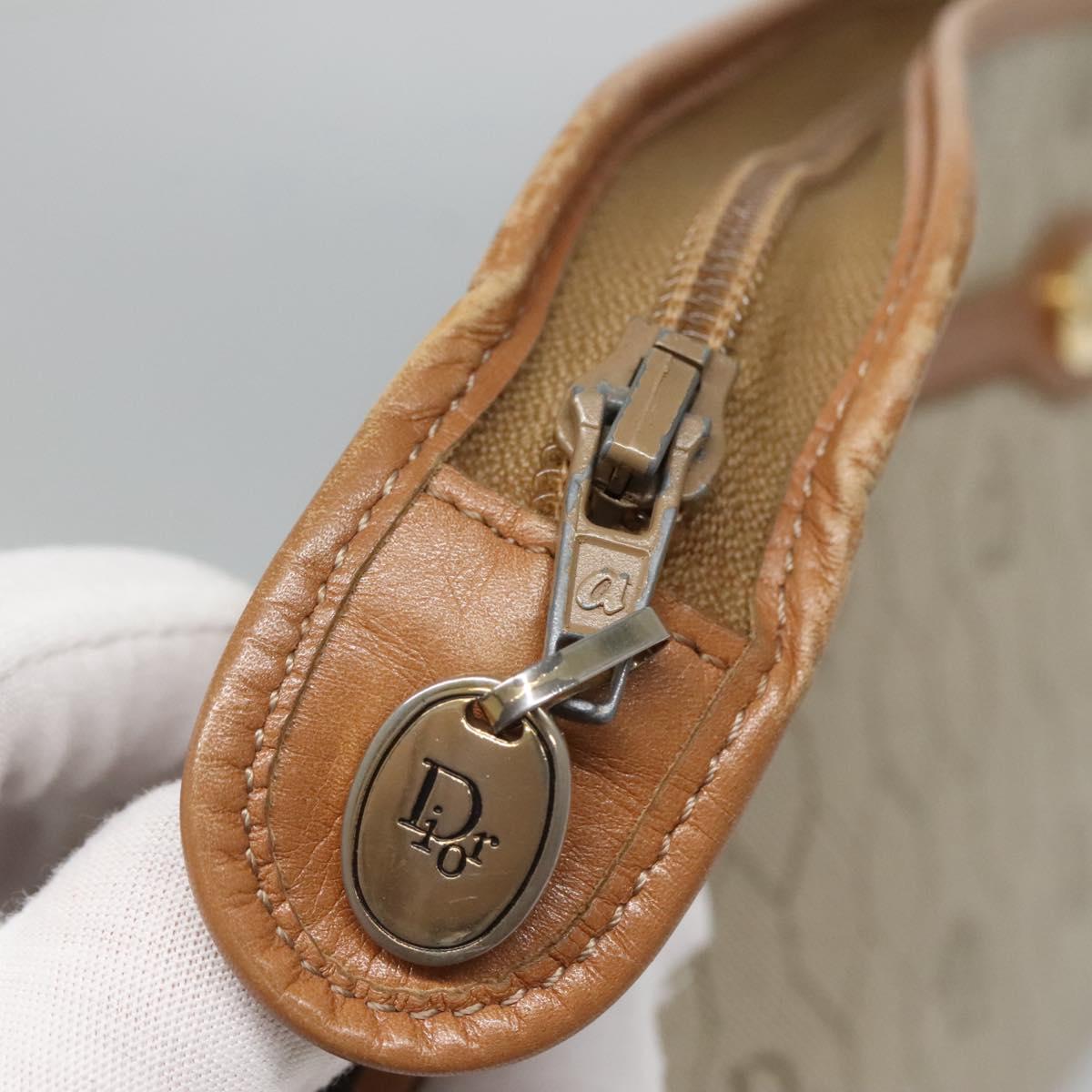 Christian Dior Honeycomb Canvas Clutch Bag PVC Beige Auth BA2283