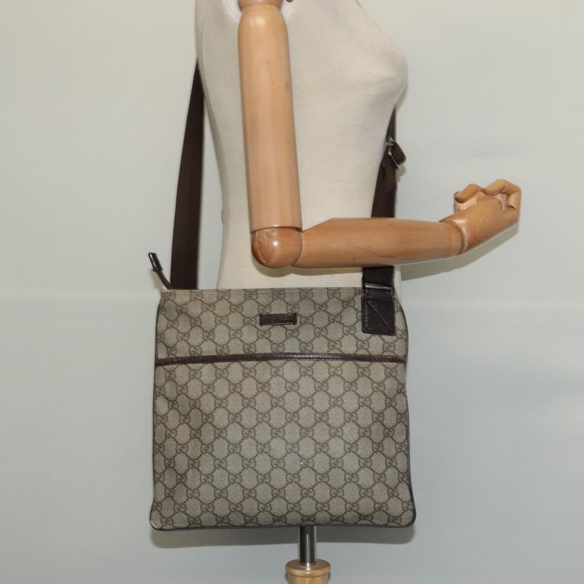 GUCCI GG Supreme Shoulder Bag PVC Beige Gold 141626 Auth BA2287