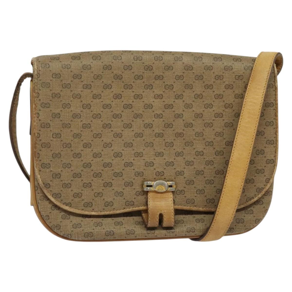 GUCCI Micro GG Supreme Shoulder Bag PVC Beige Gold 001 406 1780 Auth BA2288