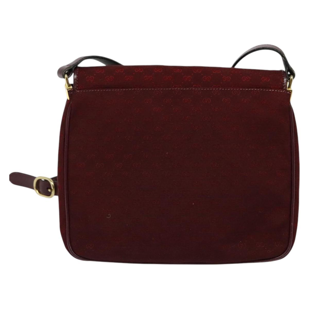 GUCCI Micro GG Canvas Shoulder Bag Red Gold Auth BA2289