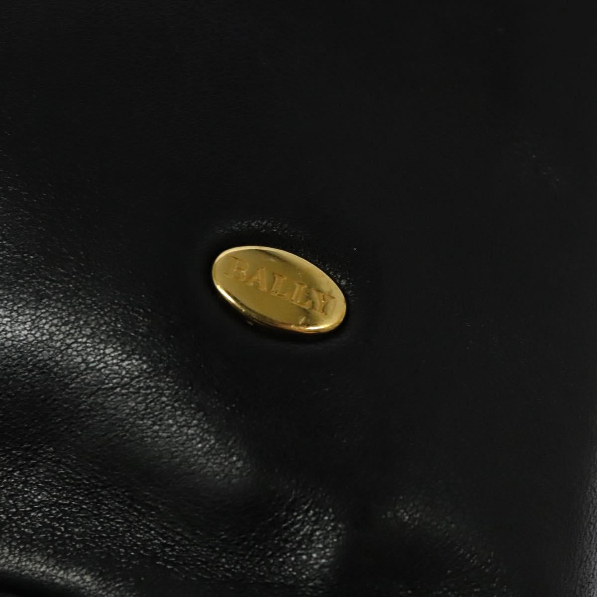 BALLY Shoulder Bag Leather Black Gold Auth BA2292