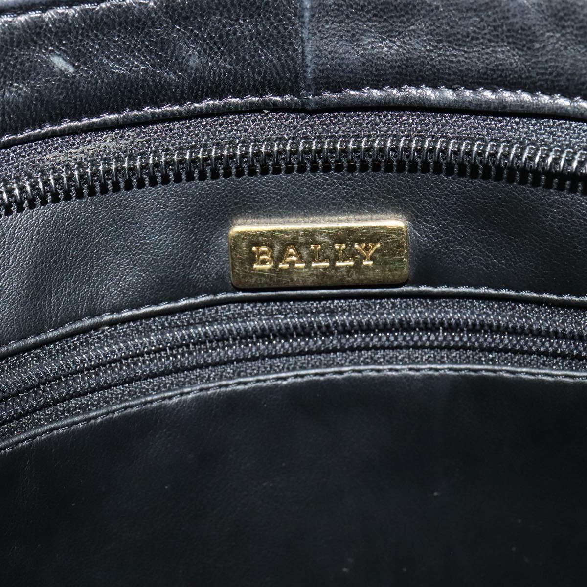 BALLY Shoulder Bag Leather Black Gold Auth BA2292