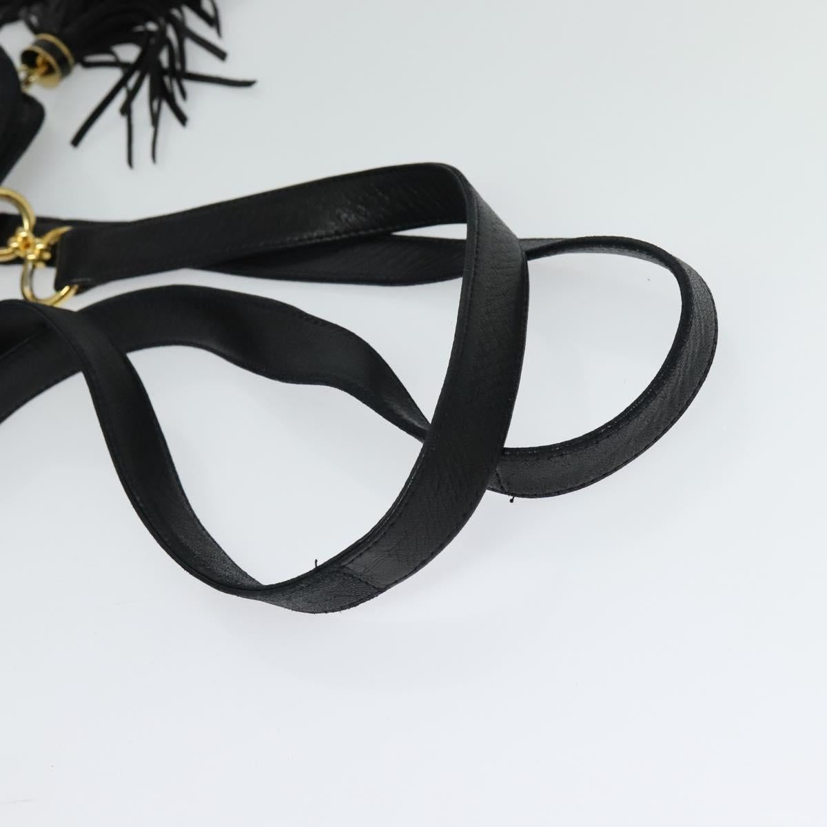 BALLY Shoulder Bag Leather Black Gold Auth BA2292