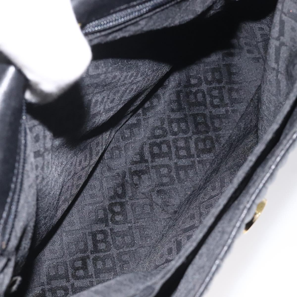 BALLY Hand Bag Leather Black Gold Auth BA2293