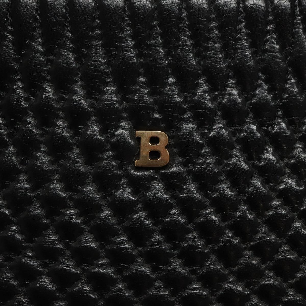 BALLY Hand Bag Leather Black Gold Auth BA2294