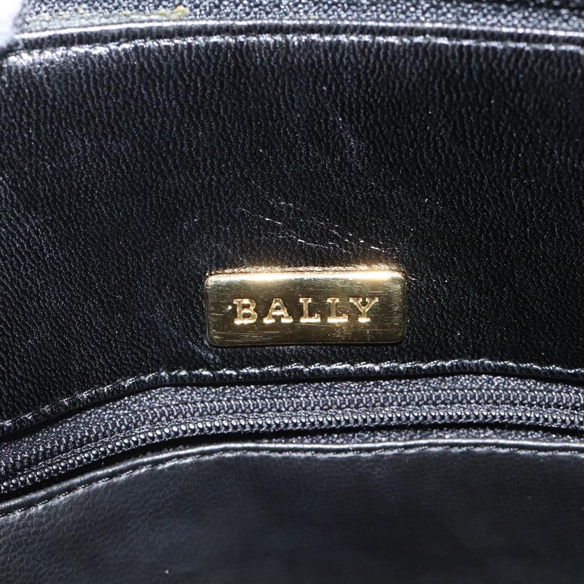 BALLY Hand Bag Leather Black Gold Auth BA2294