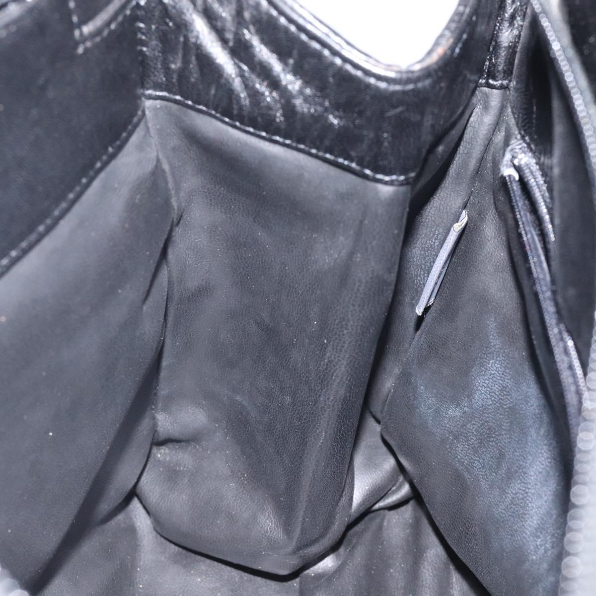 BALLY Hand Bag Leather Black Gold Auth BA2294