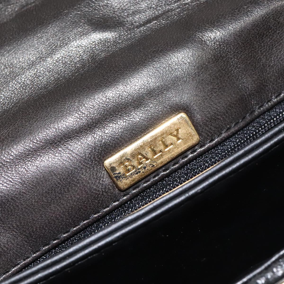 BALLY Hand Bag Leather Black Gold Auth BA2296