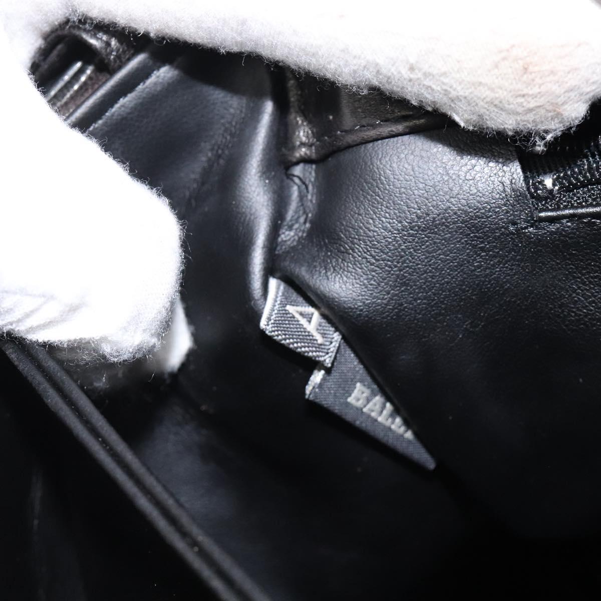 BALLY Hand Bag Leather Black Gold Auth BA2296