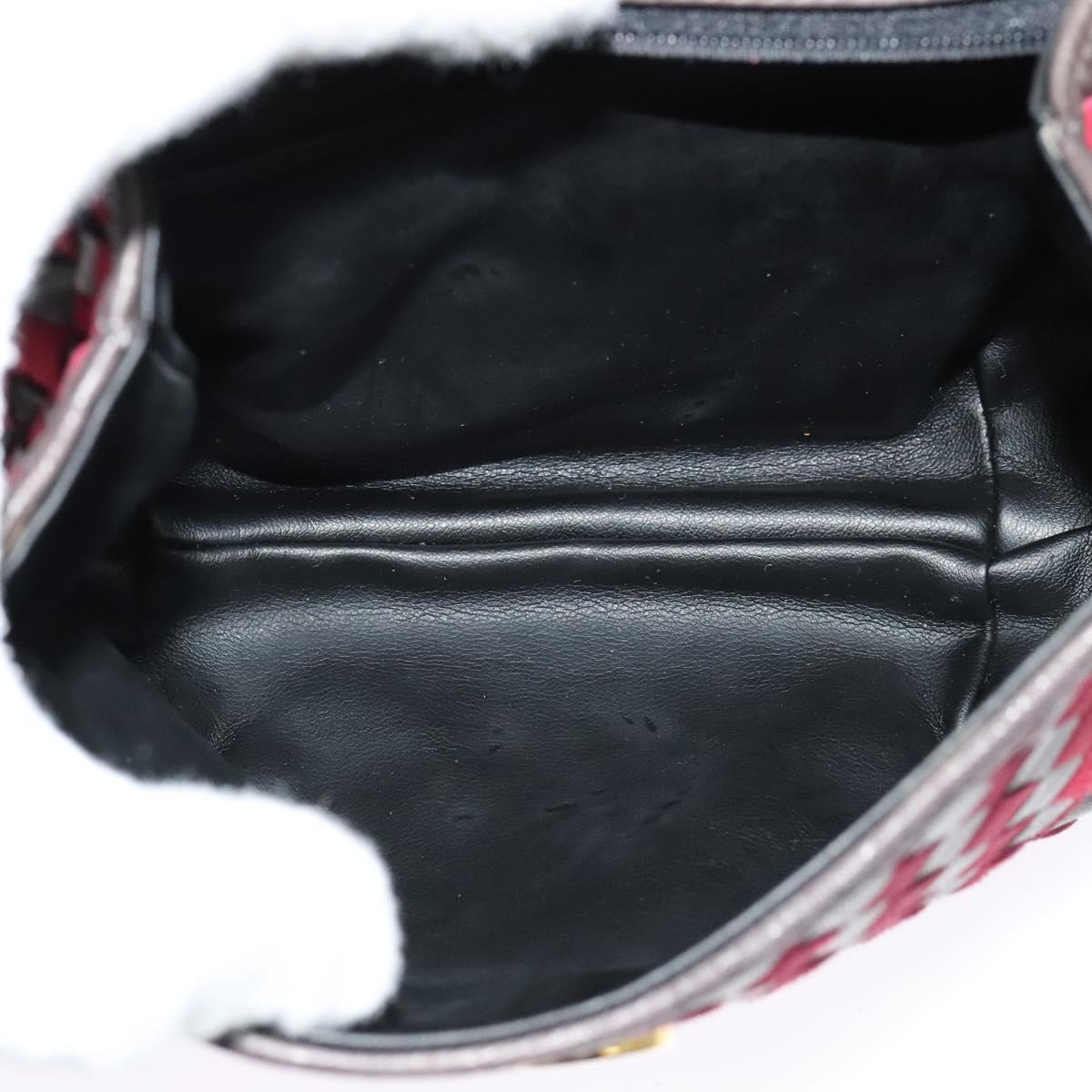 BALLY Shoulder Bag Leather Red Gold Auth BA2299