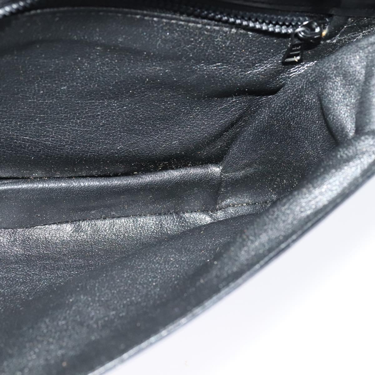 BALLY Shoulder Bag Leather Black Gold Auth BA2300