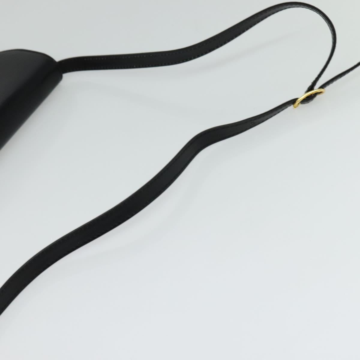 BALLY Shoulder Bag Leather Black Gold Auth BA2300