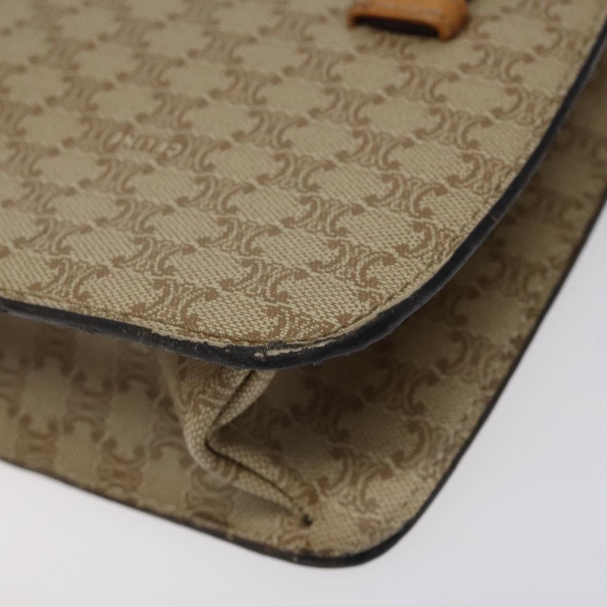CELINE Macadam Canvas Hand Bag PVC Beige Gold Auth BA2310