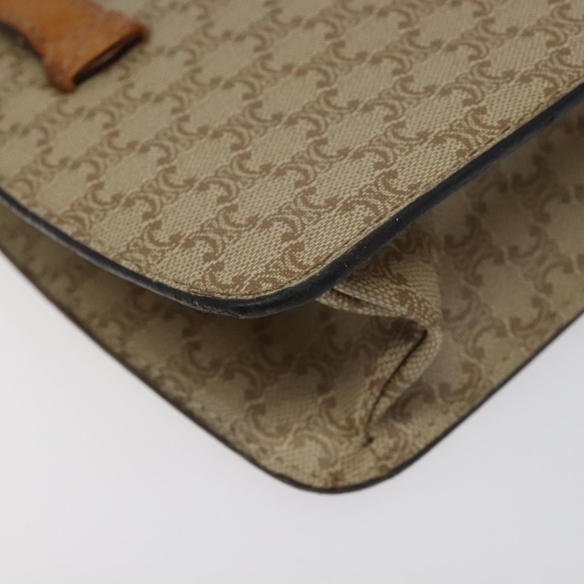 CELINE Macadam Canvas Hand Bag PVC Beige Gold Auth BA2310