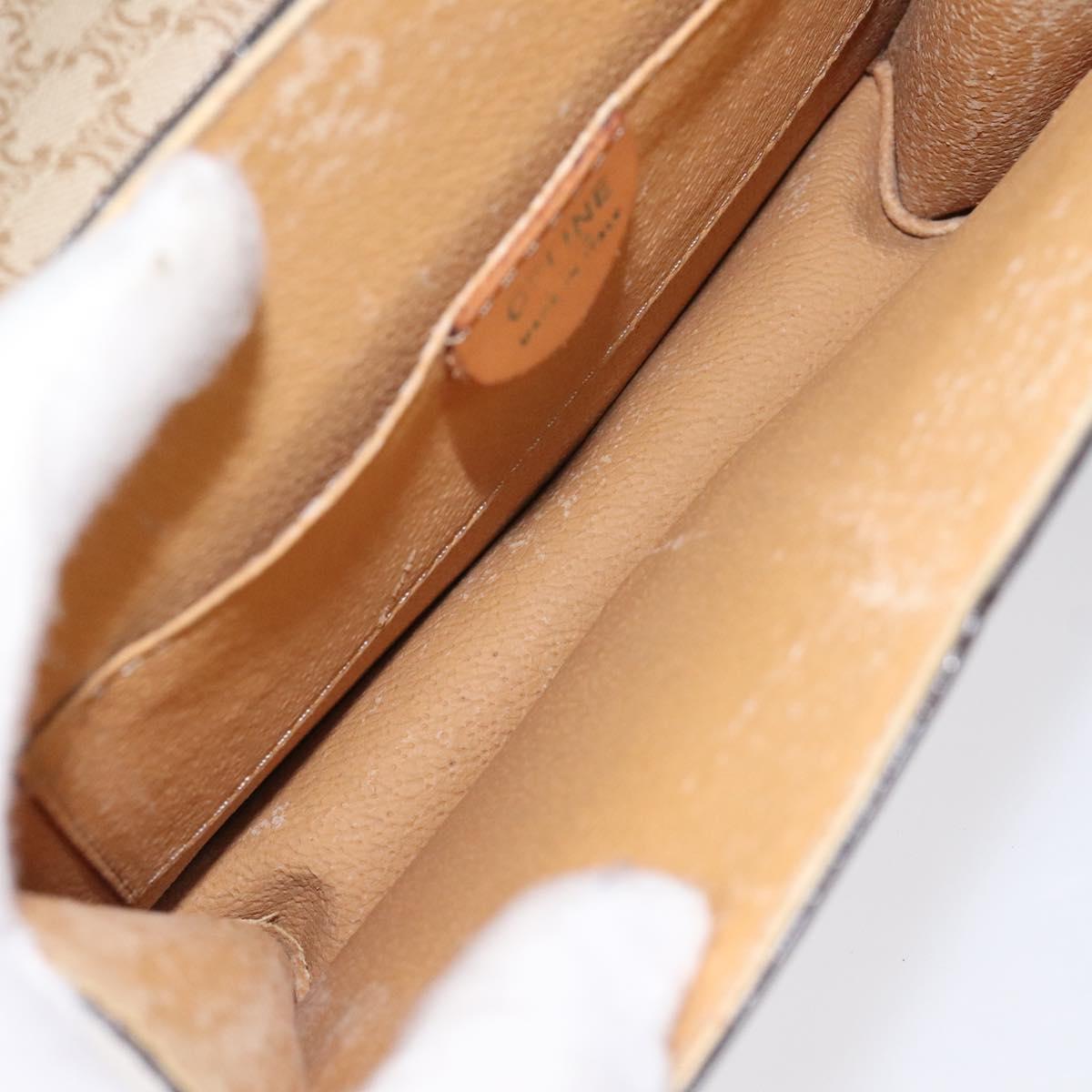 CELINE Macadam Canvas Hand Bag PVC Beige Gold Auth BA2310