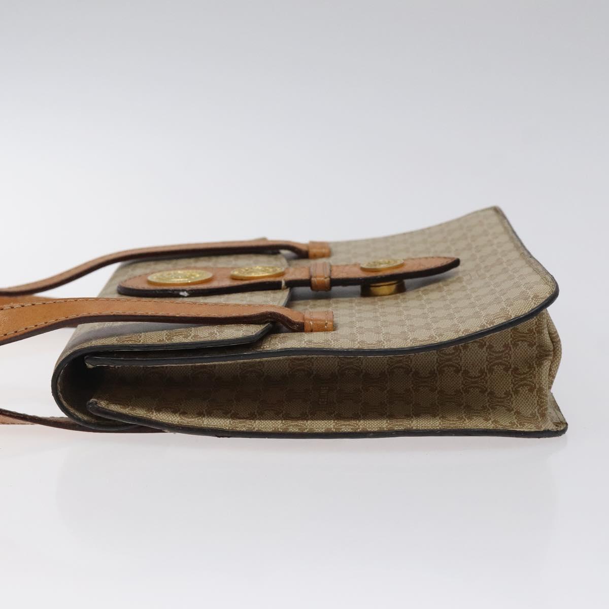 CELINE Macadam Canvas Hand Bag PVC Beige Gold Auth BA2310