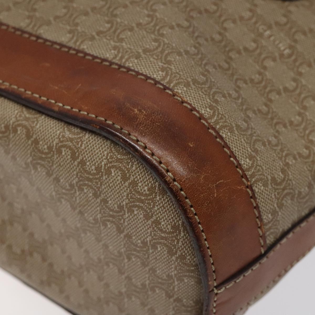 CELINE Macadam Canvas Tote Bag PVC Beige Gold Auth BA2311