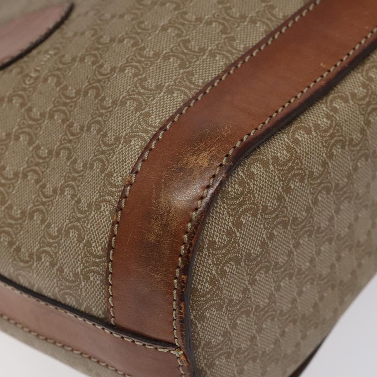 CELINE Macadam Canvas Tote Bag PVC Beige Gold Auth BA2311