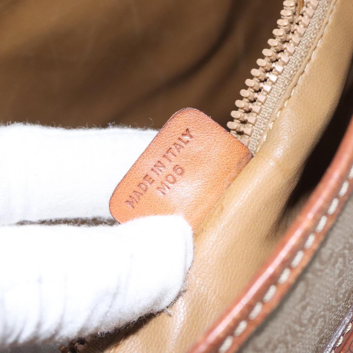 CELINE Macadam Canvas Tote Bag PVC Beige Gold Auth BA2311