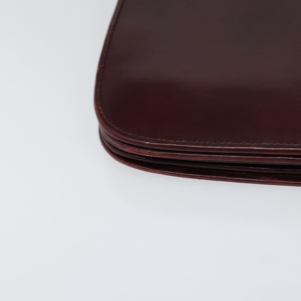 BALLY Shoulder Bag Leather Bordeaux Gold Auth BA2313