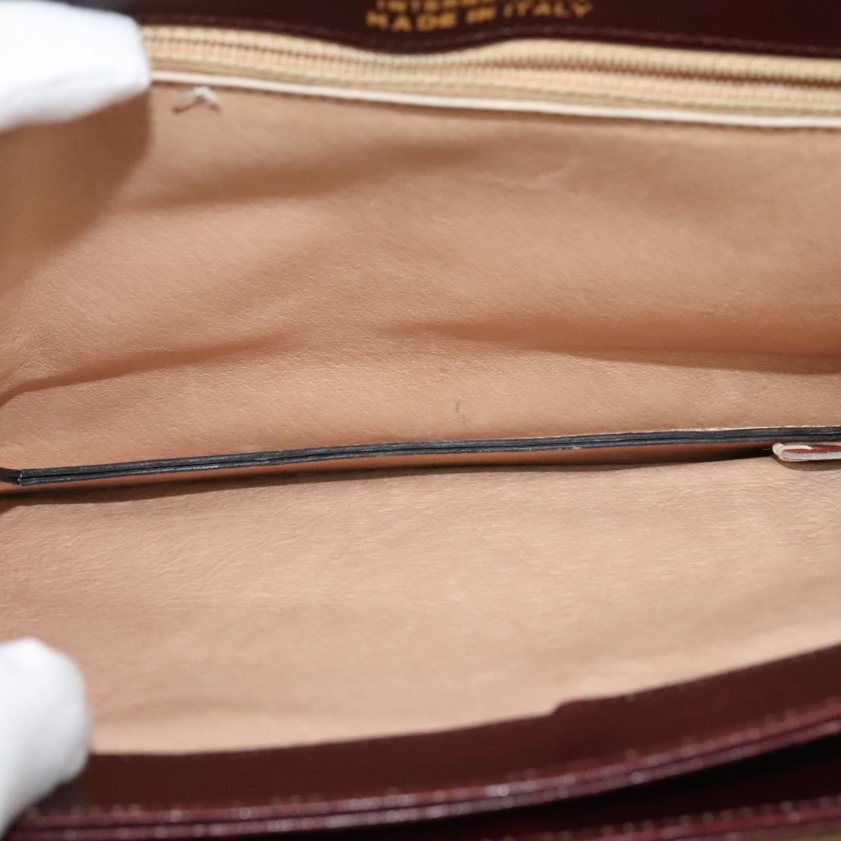 BALLY Shoulder Bag Leather Bordeaux Gold Auth BA2313