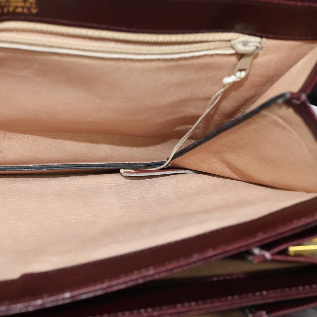 BALLY Shoulder Bag Leather Bordeaux Gold Auth BA2313