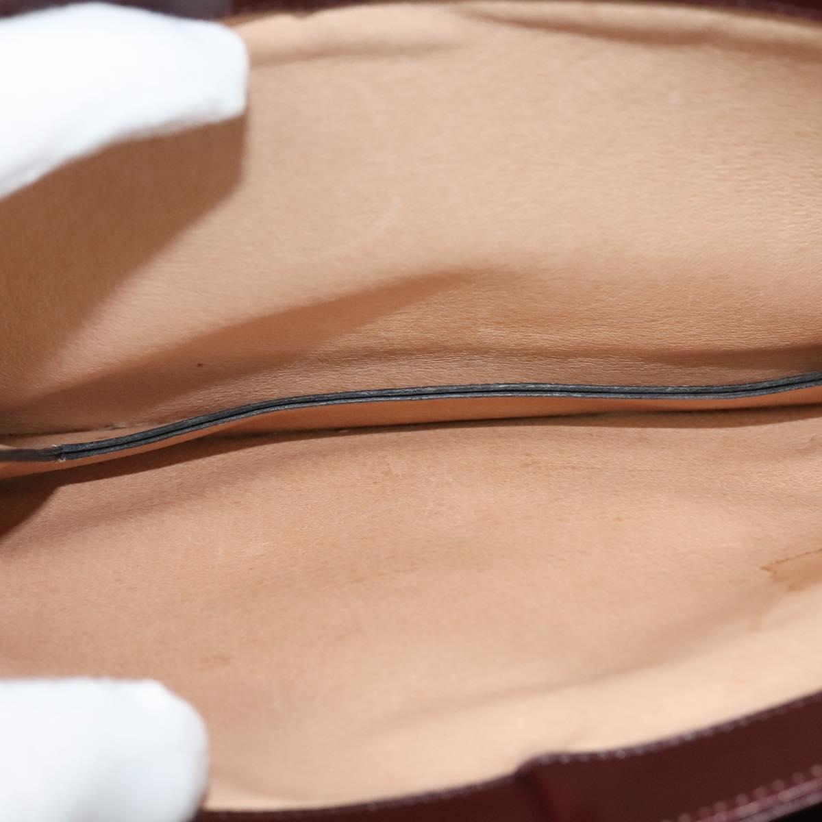 BALLY Shoulder Bag Leather Bordeaux Gold Auth BA2313