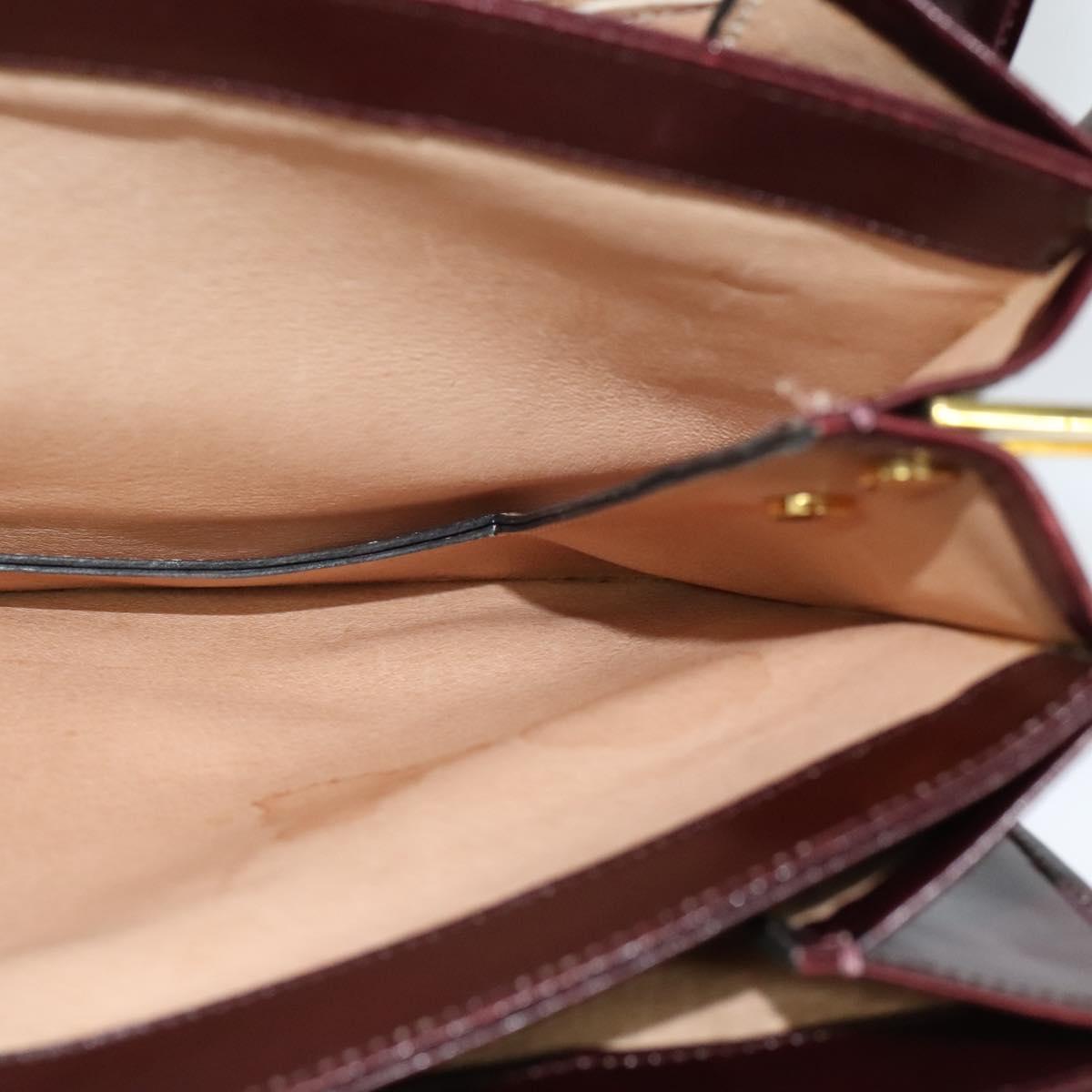 BALLY Shoulder Bag Leather Bordeaux Gold Auth BA2313