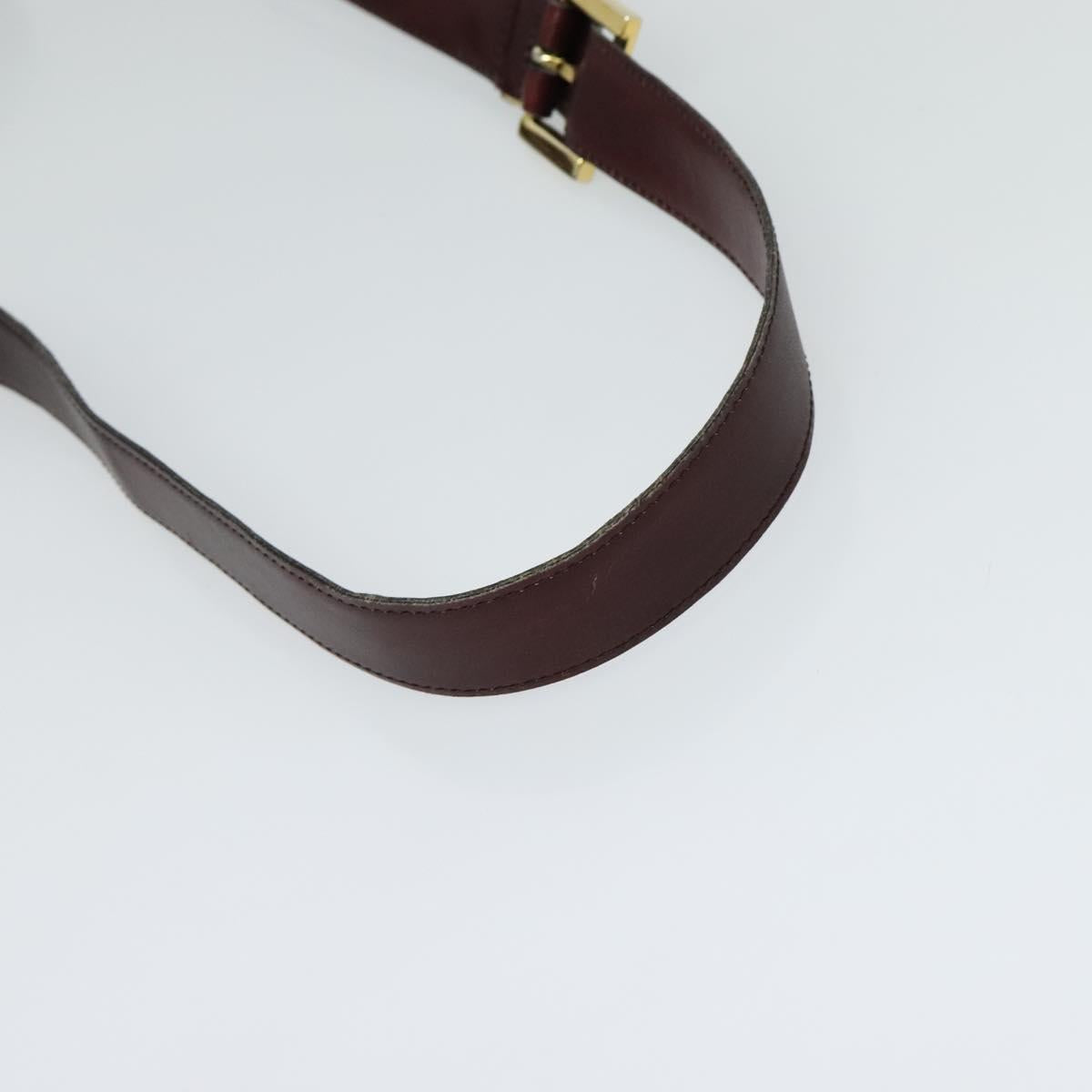 BALLY Shoulder Bag Leather Bordeaux Gold Auth BA2313