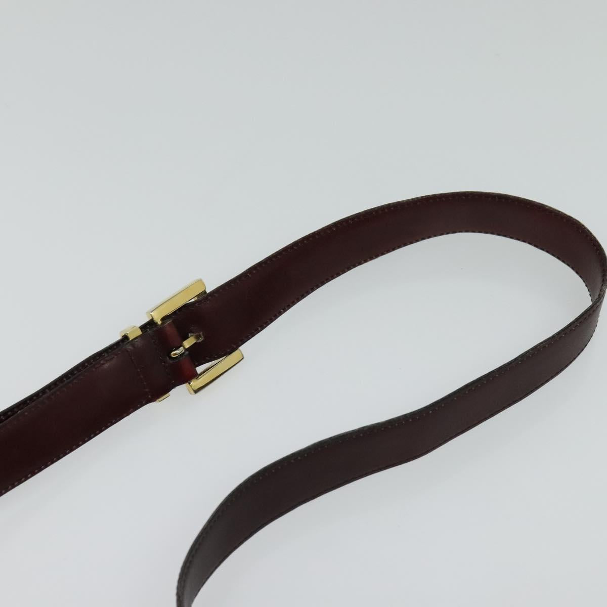 BALLY Shoulder Bag Leather Bordeaux Gold Auth BA2313