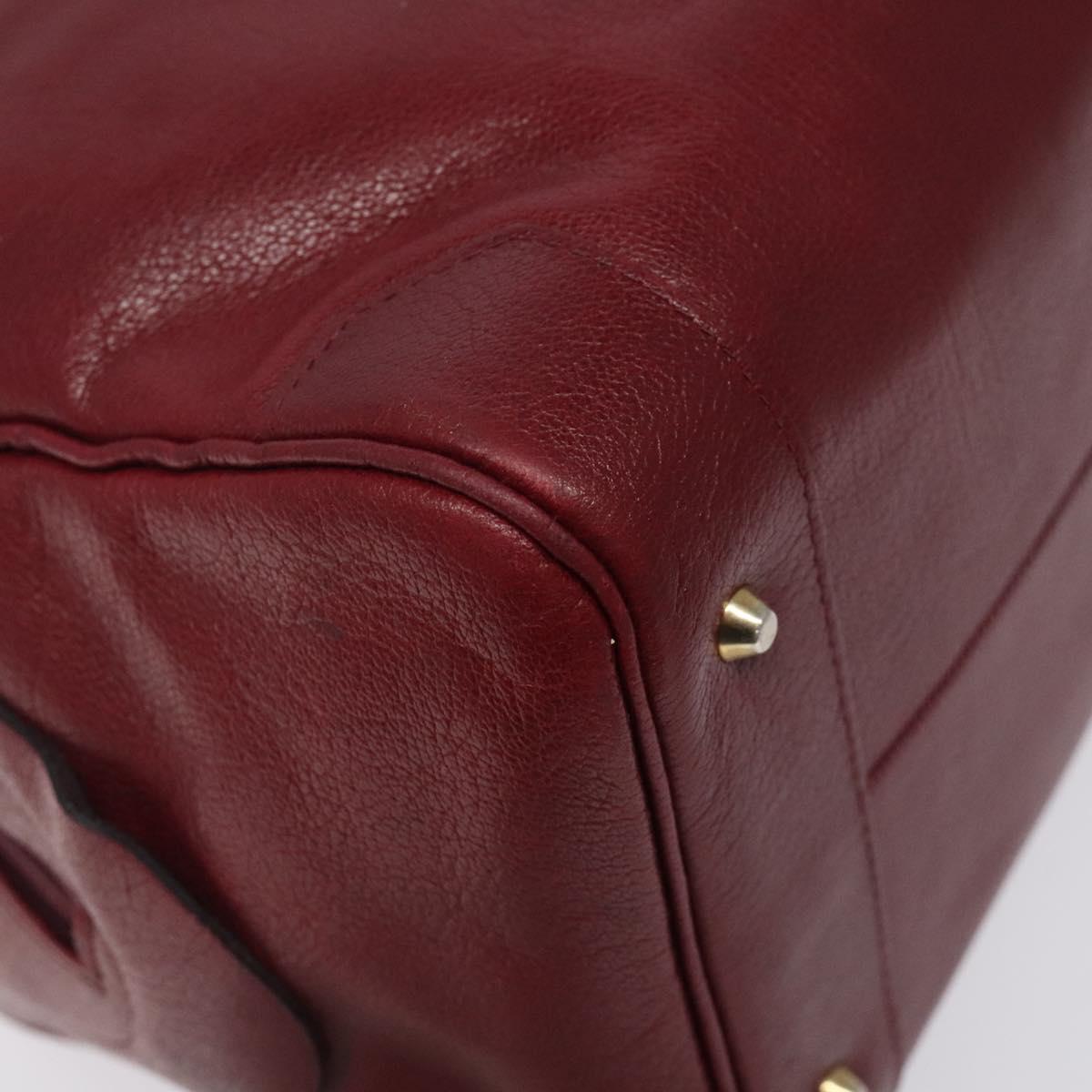 Christian Dior Hand Bag Leather Red Gold Auth BA2315