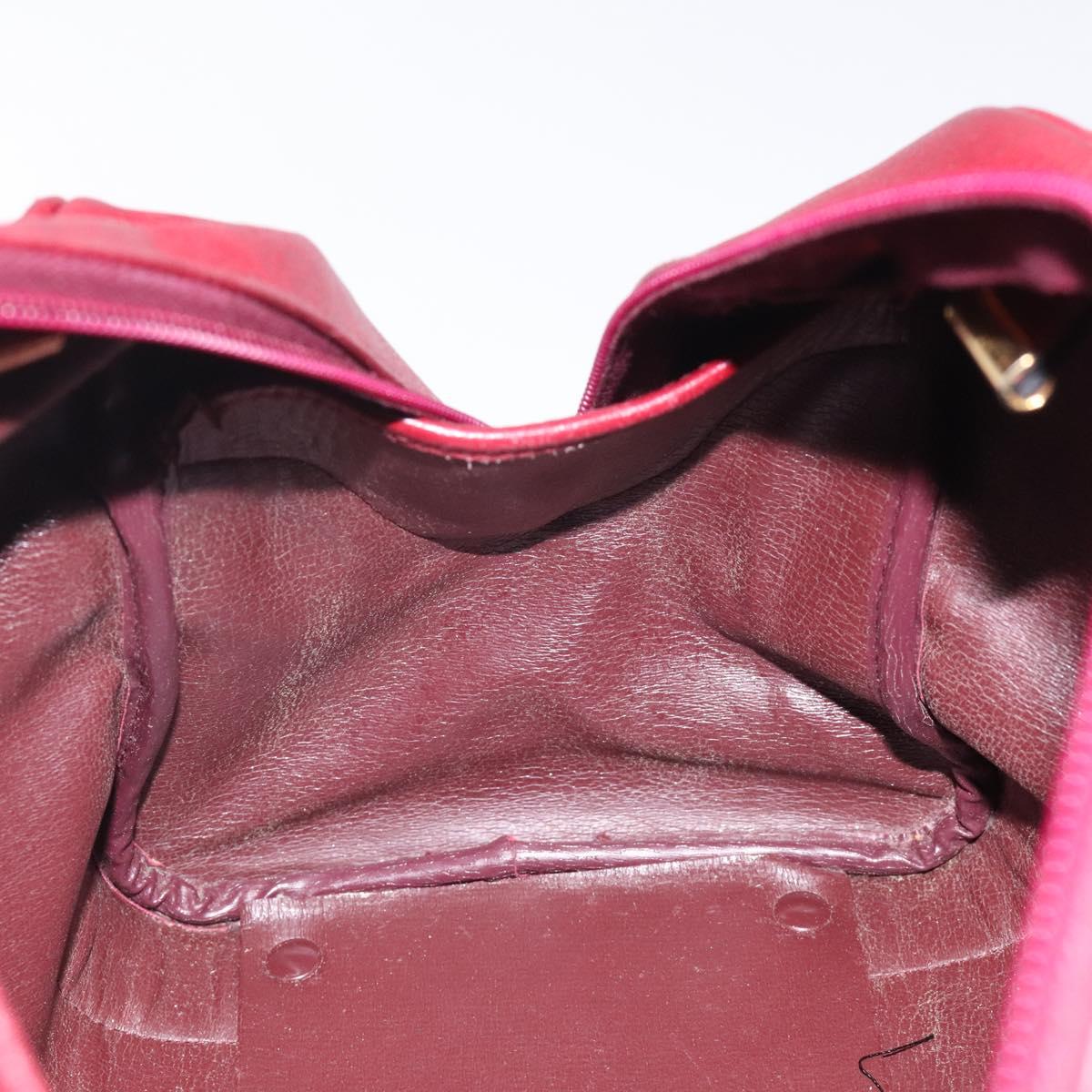 Christian Dior Hand Bag Leather Red Gold Auth BA2315