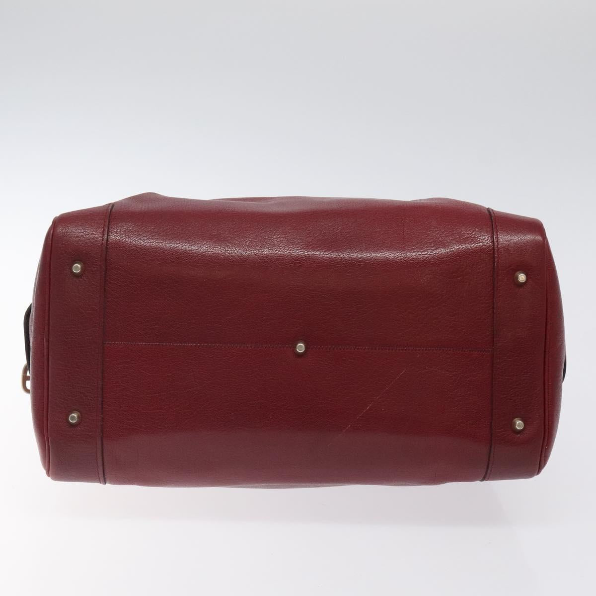 Christian Dior Hand Bag Leather Red Gold Auth BA2315