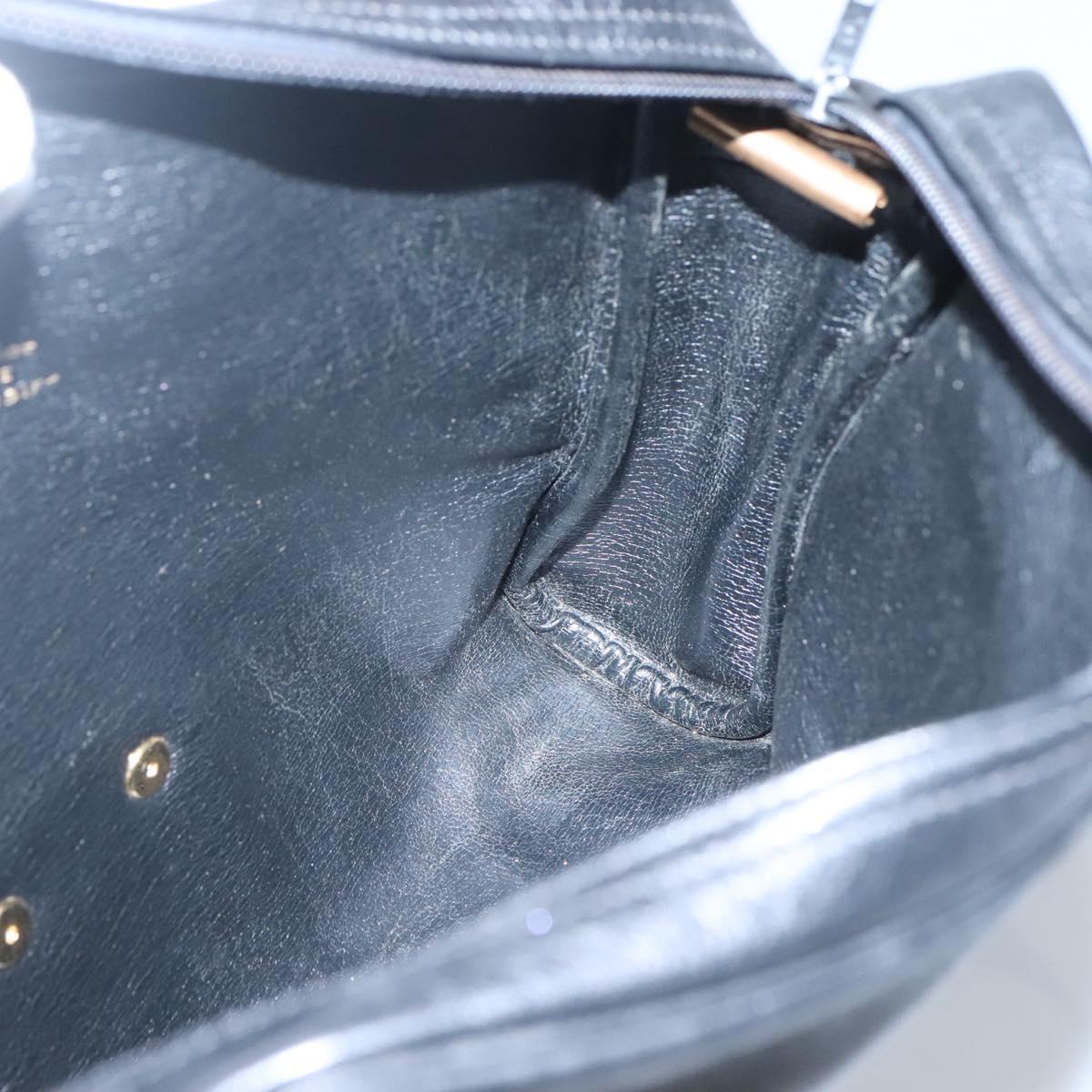 Christian Dior Shoulder Bag Leather Black Gold Auth BA2316