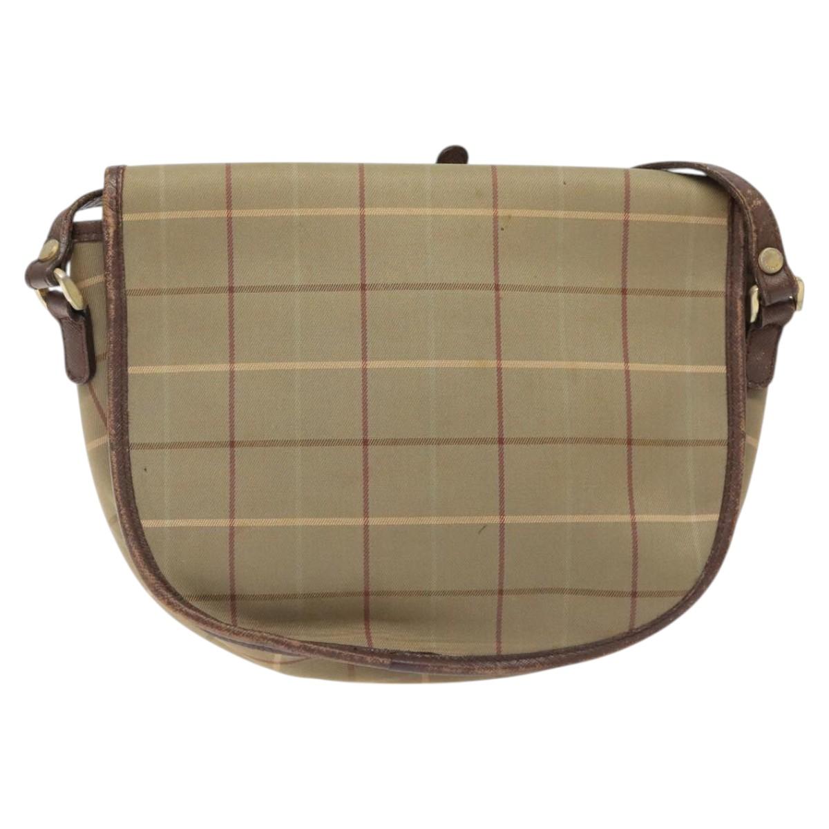 Burberrys Nova Check Shoulder Bag Canvas Beige Gold Auth BA2319