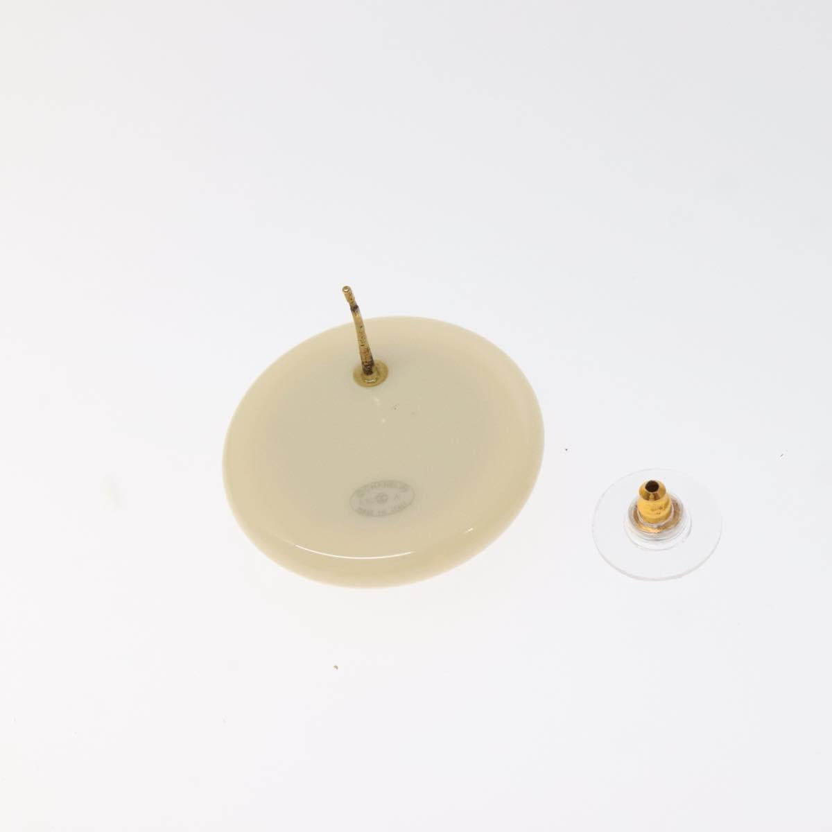 CHANEL Pierce plastic White CC Auth BA2337