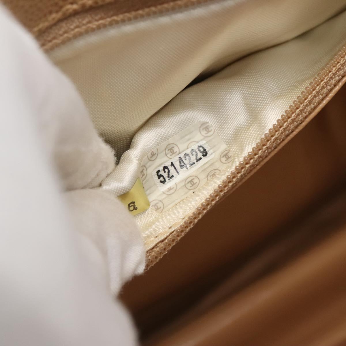 CHANEL Shoulder Bag Caviar Skin Beige Gold CC Auth BA2341