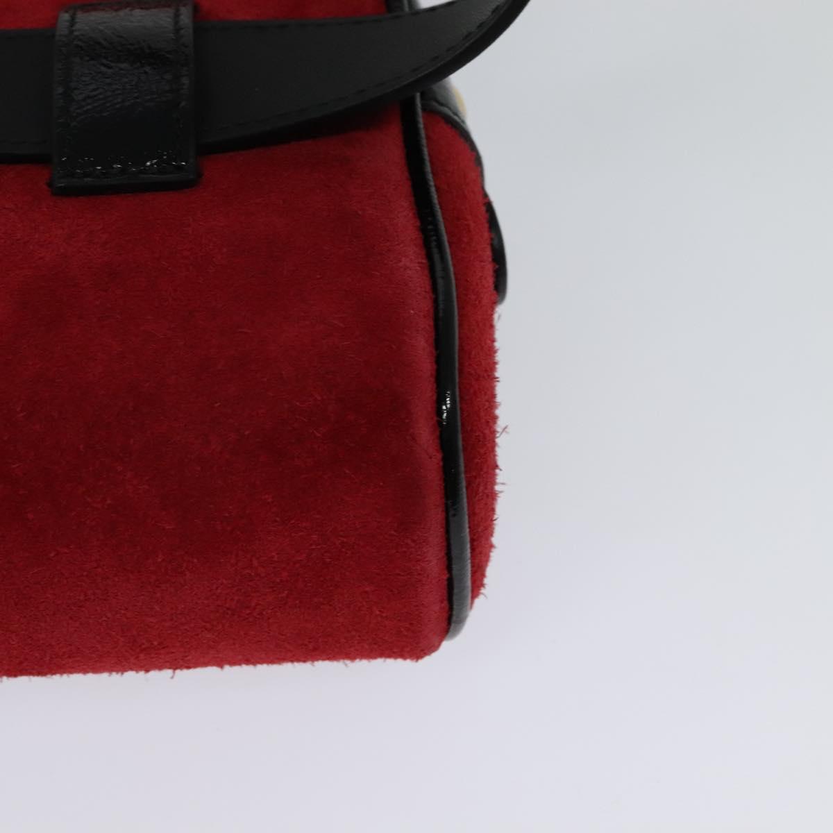 GUCCI Waist Bag Suede Red Gold 517076 Auth BA2345