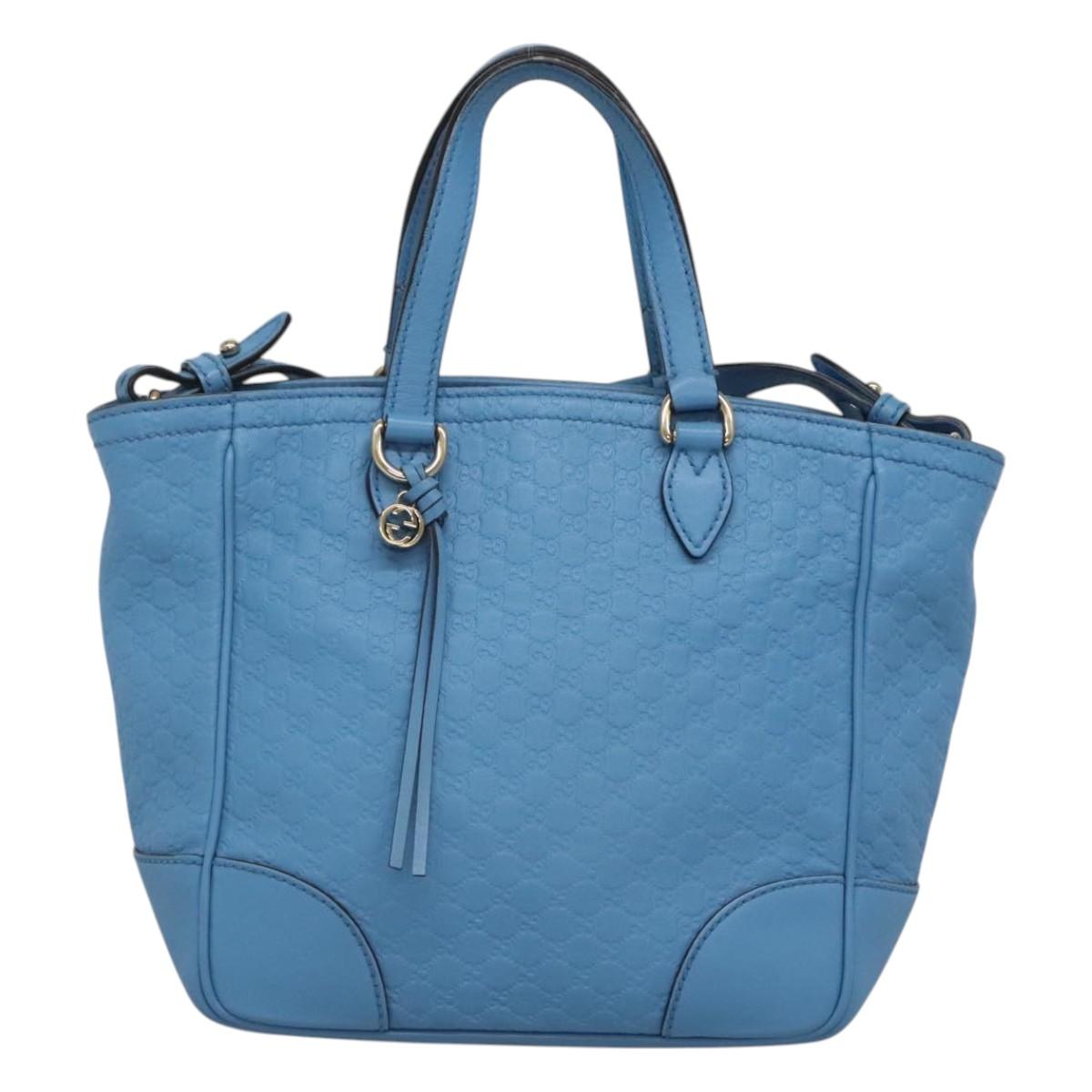 GUCCI Micro GG Canvas Guccissima Bag Leather Outlet Blue Gold 448241 Auth BA2347