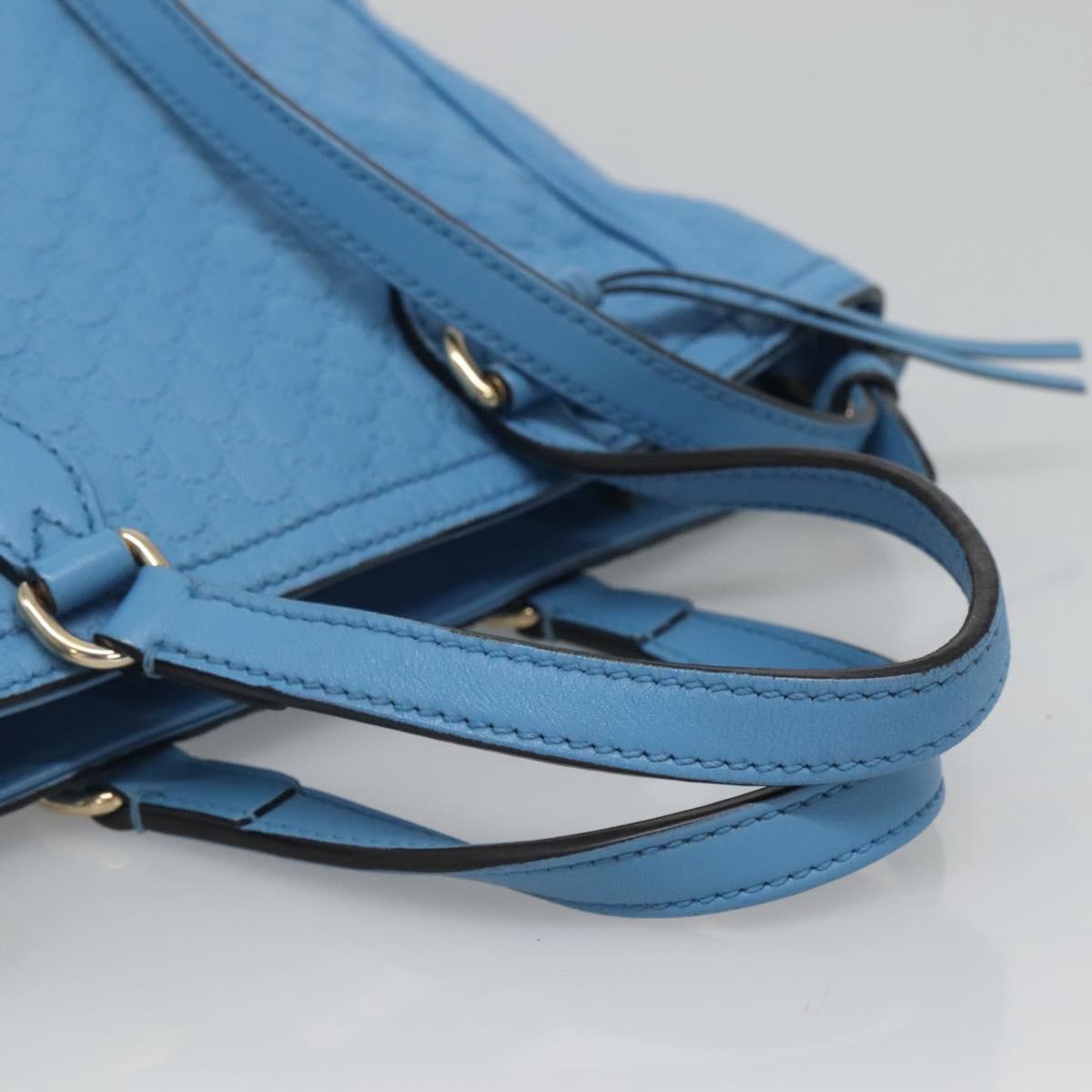 GUCCI Micro GG Canvas Guccissima Bag Leather Outlet Blue Gold 448241 Auth BA2347