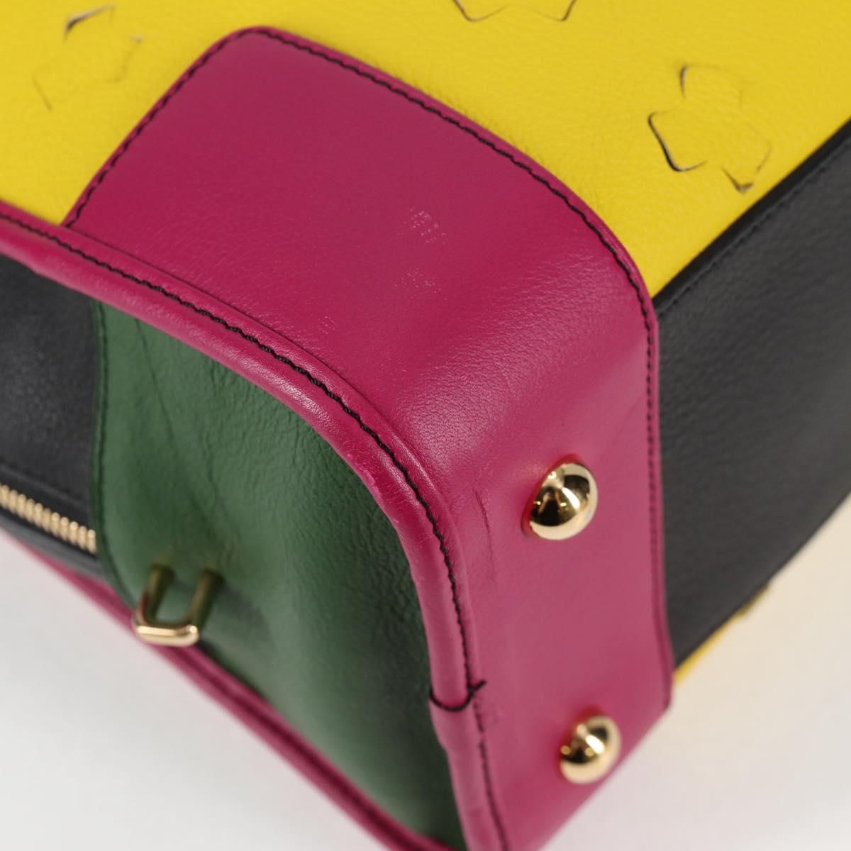 LOEWE Anagram Amazona 36 Hand Bag Leather Yellow Gold Auth BA2348M